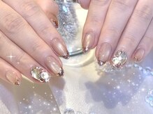 パーツの種類豊富!!大人上品なワンホンネイルも叶う。*+[原宿]