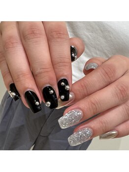 オーシャンネイル 栄店(Ocean Nail)/black×flash×mirror...