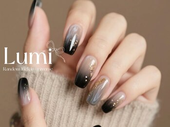 ルミネイル 大宮東口店(Lumi Nail)/夜霧に溶ける金粉グラデ1