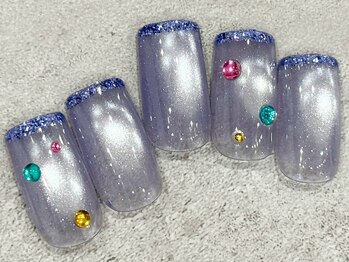 チェリーズネイル(Cherrys Nail)の写真/クリアな指先にチークとホロを。オフィスに馴染む大人かわいいネイルを！