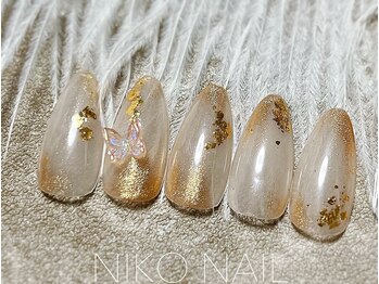ニコネイル(NIKO NAIL)/ミラー金箔シンプルアート