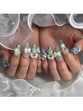 ポミーネイル 池袋店(pomynail)/水色ラメネイル