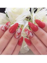 ネイルサロン ディーバ ギンザ(Nail salon Diva GINZA)/レッドなホワイトフラワー