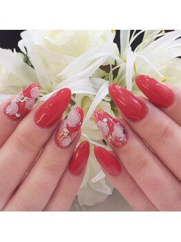 ネイルサロン ディーバ ギンザ(Nail salon Diva GINZA)/レッドなホワイトフラワー