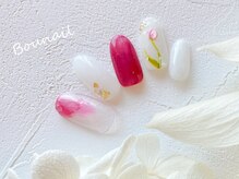 ネイルアンドアイラッシュ ボネール 銀座店(lash Bounail)/手描き　花　フラワー　パステル