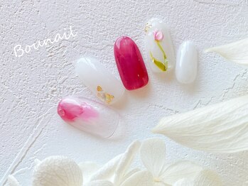 ネイルアンドアイラッシュ ボネール 銀座店(lash Bounail)/手描き 花 フラワー パステル