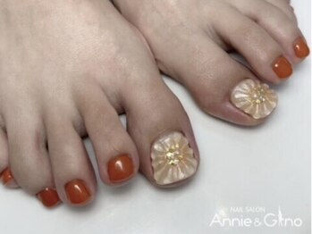 ネイルサロン アニーアンドジーノ(NAIL SALON Annie&Gino)の写真/可愛いデザイン多数用意★トレンドを取り入れた華やかなデザインで足元のオシャレを楽しもう♪学割もあり◎
