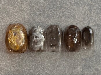 カラネイル 南森町店(calla nail)/金箔　ブラウン　ニュアンス