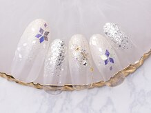 モンスリール 麻布十番(Mon Sourire)/ダイヤホロの結晶ベージュネイル