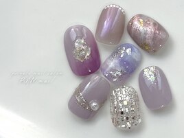 パープル系ニュアンスネイル