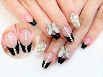 ネイルコレクション ピンク(Nail Collection Pink)/ジェル放題+蝶パーツ♪フレンチ