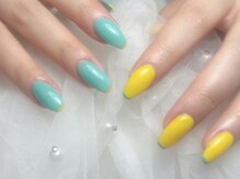 ジョアネイル(JOA Nail)/夏/先端ライン/黄色/ミント