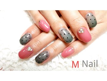 エムネイル(M Nail)/シースルーblack×ピンク