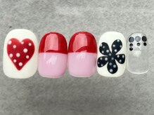 ネイルメゾン 天神店(NAIL MAISON)/ハート花ドット個性派￥8000