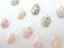 ネイルサロン クイール 小山店(NAIL SALON QUILL)/ミラーライン＆マーブルフレンチ