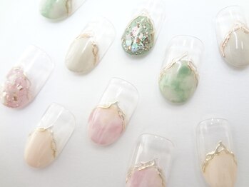ネイルサロン クイール 小山店(NAIL SALON QUILL)/ミラーライン＆マーブルフレンチ