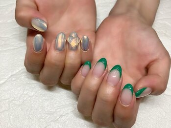 ビューティービースト フォー ネイルアンドアイラッシュ 松浜店(beauty:beast)/フレンチ×オーロラ☆