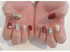 レオパード柄　秋ネイル