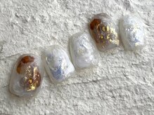 アイネイルズ 池袋店(I-nails)/ホワイトブラウンオーロラ