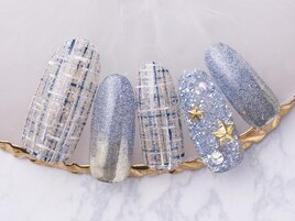 フラッシュ＆ツイードネイル