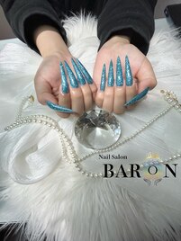 ワンカラーキラキラギャルネイル