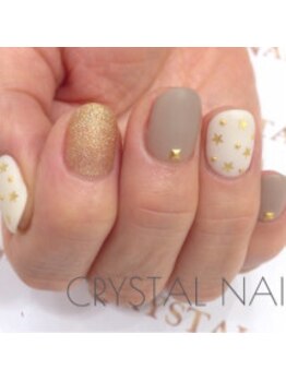 クリスタルネイル ボンベルタ橘店(CRYSTAL NAIL)/ワンカラー×星
