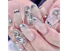 レース アドラブル 下北沢(lace adorable)/ワンホン系大理石ホワイトネイル