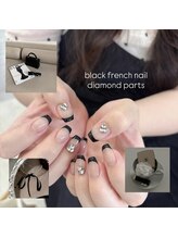 Nailsalon Mofume【ワンホン/パラジェル&フィルイン】/ブラックフレンチ