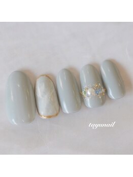たゆ ネイル(たゆnail)/大理石風ニュアンスグレーネイル