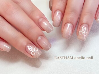 イーストハムアネーロネイル(EAST HAM anello nail)/リボンが可愛い!ガーリーネイル