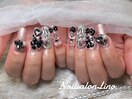 ピンク×ブラックネイル