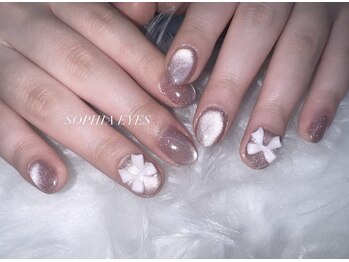 ソフィアアイズ 倉敷店(SOPHIAEYES)/白リボンネイル
