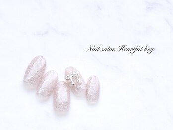 ネイルサロン ハートフルキー(Heartful key)/フラッシュ×リボン¥9000