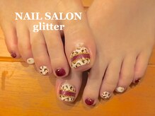 ネイルサロン グリッター(NAIL SALON glitter)/レオパード柄フットネイル