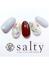 ネイルアンドアイラッシュサロン ソルティ 寺田町(salty)/フラワーネイル