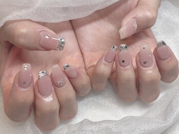 モカ 心斎橋(moca by Lee)/【Aina】ガラスフレンチネイル