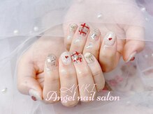 エンジェルネイルサロン(Angel nail salon)/リボンXボーダーXラメ