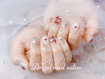エンジェルネイルサロン(Angel nail salon)/リボンXボーダーXラメ