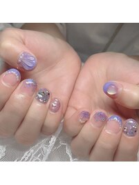 紫×マーメイドネイル