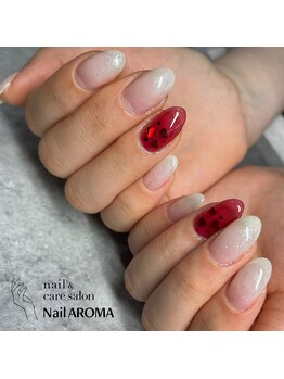 ネイルアロマ(Nail AROMA)/ジェルワンカラー＋アート2本