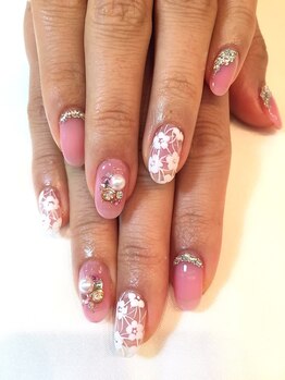 ネイルサロン ドレリッチ 大宮店(drerich)/お花レースネイル