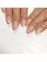 テラックス/ベージュフラワーネイル