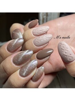 エムズネイル サベージ(M's nails Savage)/ニットネイル×マグネット