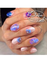 ジュジュ(Juju)/水彩紫陽花ネイル　ダイヤモンド