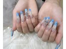 青フレンチネイル