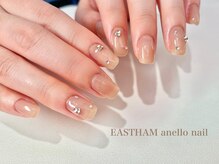 イーストハムアネーロネイル(EAST HAM anello nail)/透明感ベージュ×上品ストーン