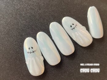 ネイルアンドアイラッシュスタジオ シュシュ(chouchou)/ハロウィンネイル・おばけ