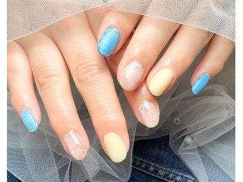 ネイル バイ エン(Nail by EN)/レースネイル×デニムネイル