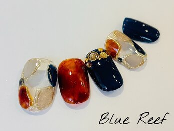 ネイルアンドまつげエクステ ブルーリーフ 四谷三丁目店(Blue Reef)/秋のステンドグラスネイル