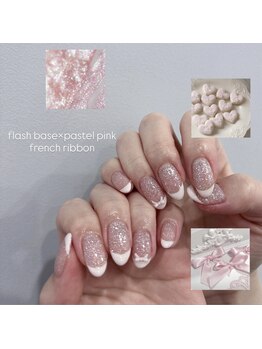 Nailsalon Mofume【ワンホン/パラジェル&フィルイン】/フラッシュフレンチ
